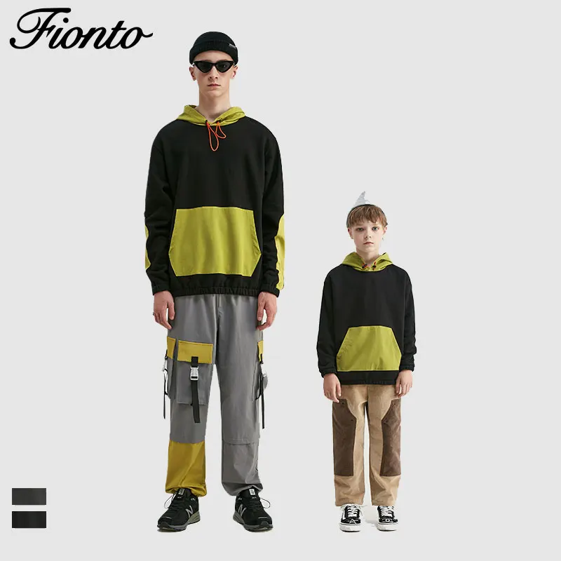 Fionto; Семейные комплекты; одинаковые толстовки; одежда для папы и сына; детские толстовки с капюшоном; уличная одежда; осенние толстовки с капюшоном больших размеров