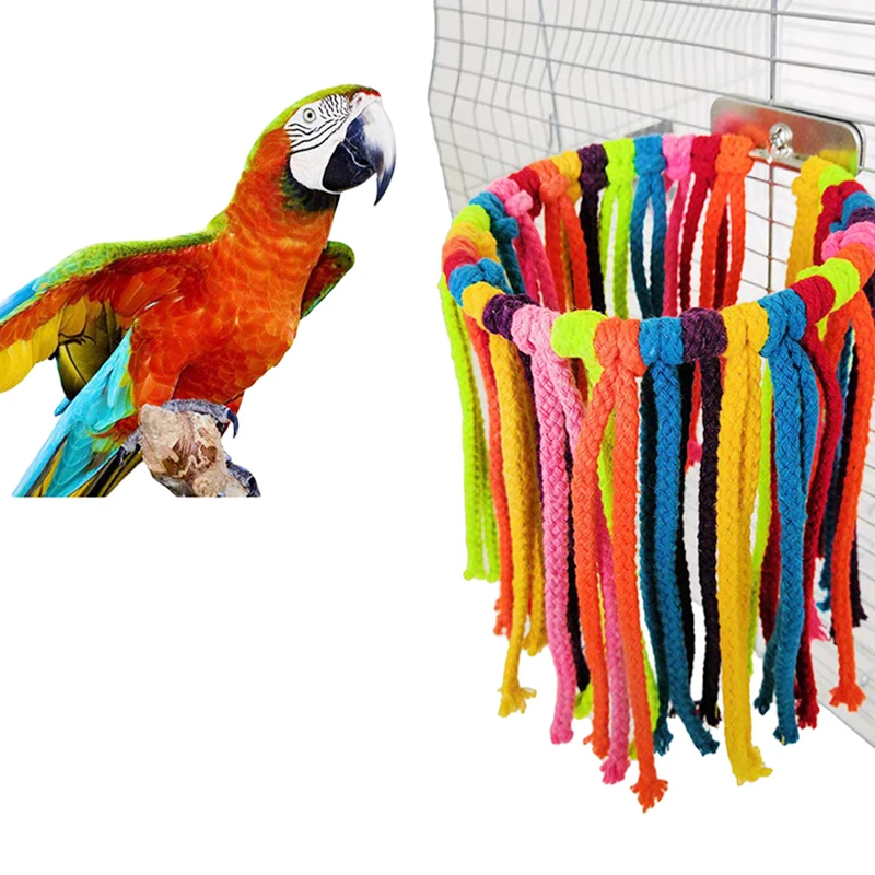 Parrot Bird toy Chew Bites Cotton Rope Colorful Hanging Cage Swing Nest