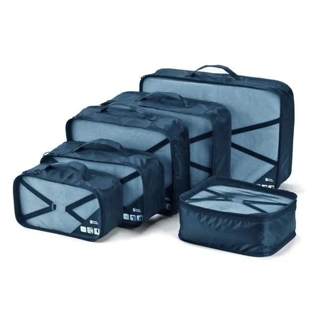 Упаковка Куб дорожные сумки набор для мужчин и женщин портативный бизнес поездки Одежда Косметика Сортировка Органайзер сумка багаж аксессуары - Цвет: Темно-синий