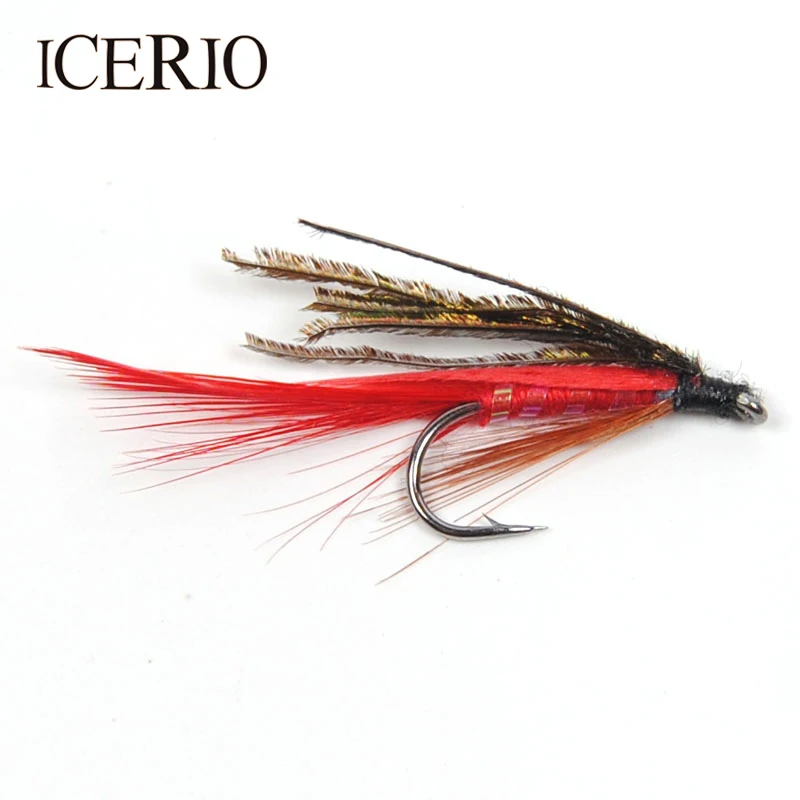 Icerio 8 Pz #8 Pavone Rosso Marrone Demone Streamer Trout Fly Fishing Lures