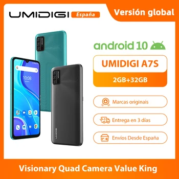 Перейти на Алиэкспресс и купить Полноэкранный мобильный телефон UMIDIGI A7S, 6,53 дюйма, 20:9, 32 ГБ, 4150 мАч, тройная камера, инфракрасный датчик температуры, Type C, предварительная прод...