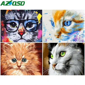 

AZQSD DIY Painting By Number Canvas Kits Animal Home Decoration Unframe Acrylic Paint Coloring By Numbers Cat Handpainted Gift