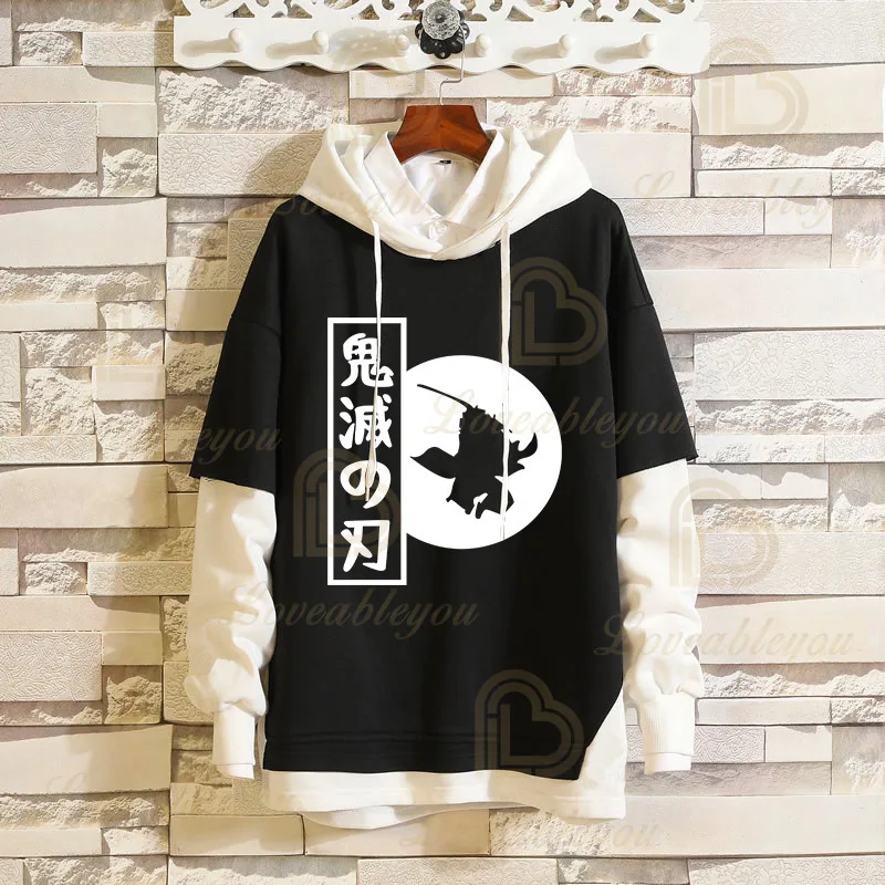 

Demon Slayer Anime Cosplay Two In One Hoodie Tanjiro Kimetsu No Yaiba Hoodie Sweatshirt Women Kpop Sweatshirt Girl Streetwear
