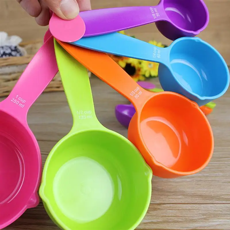 5pcs Colorful Measuring Spoons Plastic Kitchen Baking Measuring Spoons Measuring Tool(Size L