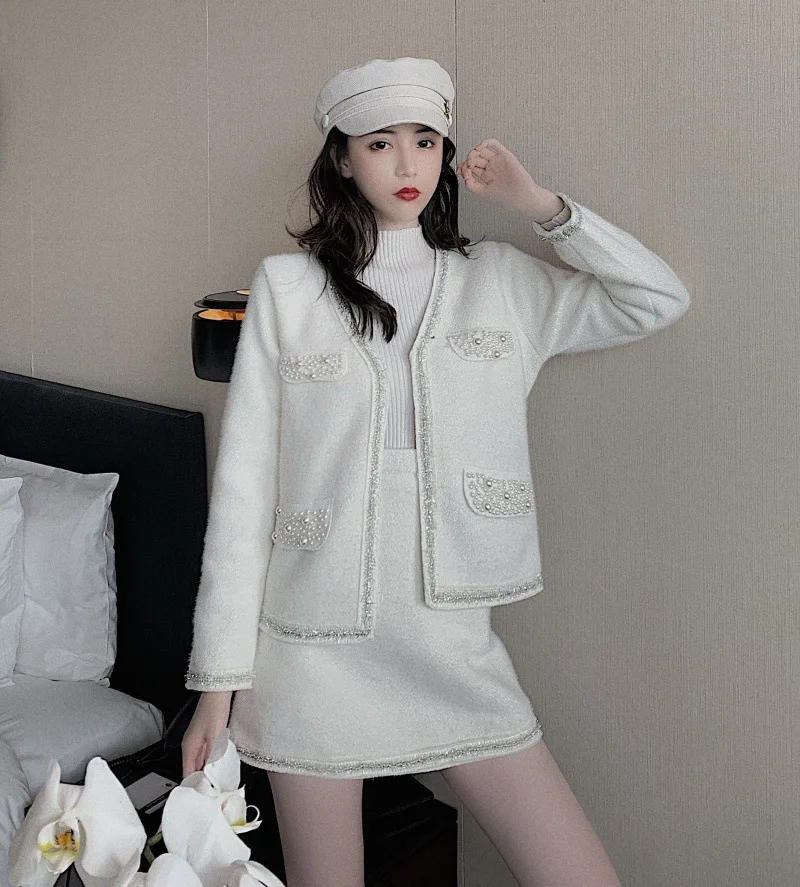 

Debutante Graceful Pearl Industrial Lace Versatile Cardigan Coat Skirt Case