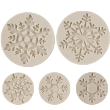 

5 Sizes 3D Christmas Decorations Snowflake Lace Chocolate Party DIY Fondant Baking Cooking Cake Decorating Tools Silicone Mold