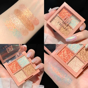 

Long Lasting 4 Color Eye Shadow Makeup Glitter Pearlescent Palette Waterproof Easy To Color Big Sequin Eye Shadow Cosmetic TSLM1