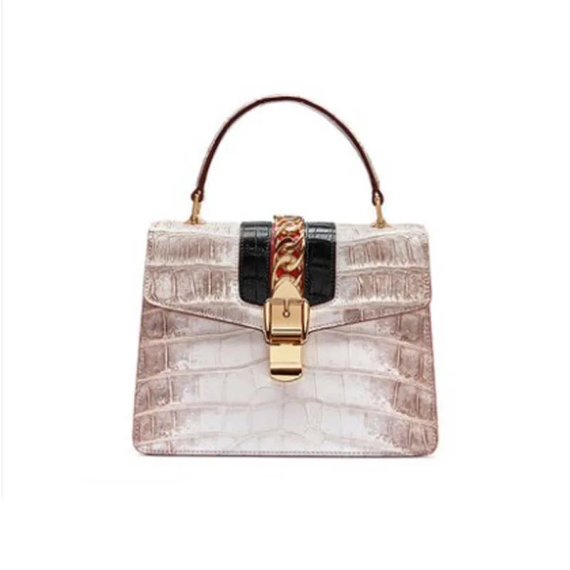 

gete crocodile leather bag new fashion female handbag Light decoration hand bags large capacity Western women handbag