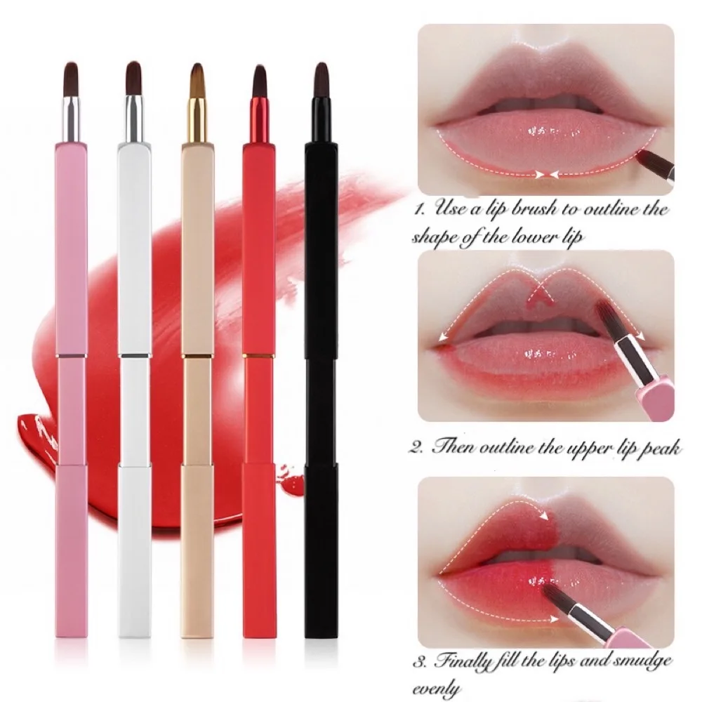 

Small and portable retractable lip brush, flat brush head design fits lips, automatically seals, protects bristles, creates sexy