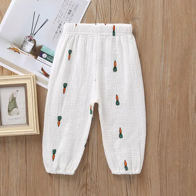 New 2-7y 2018 Summer Solid Color Linen Pleated Children Ankle-length Pants for Baby Boys Pants Harem Pants for Kids Child H1088-Bai-LuoBo