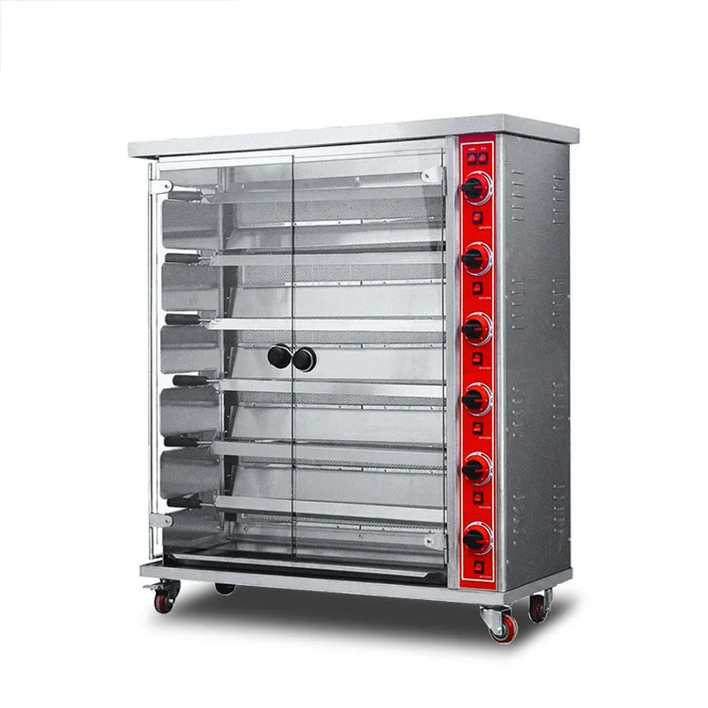 Commercial Horizontal Electric Rotating Automatic Roast Chicken Oven 6 Sticks Grilled fish Barbecue Electric Oven Electric Stove