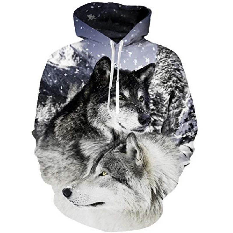 Erkek Hoodies Komik 3D Kurt Kazak Moda Marka Art Boyutu E ofman Hayvan