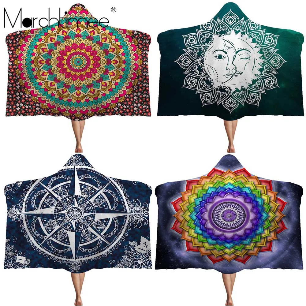 Индийское одеяло Tarot с мандалой муслиновое зимнее бархатное из кораллового