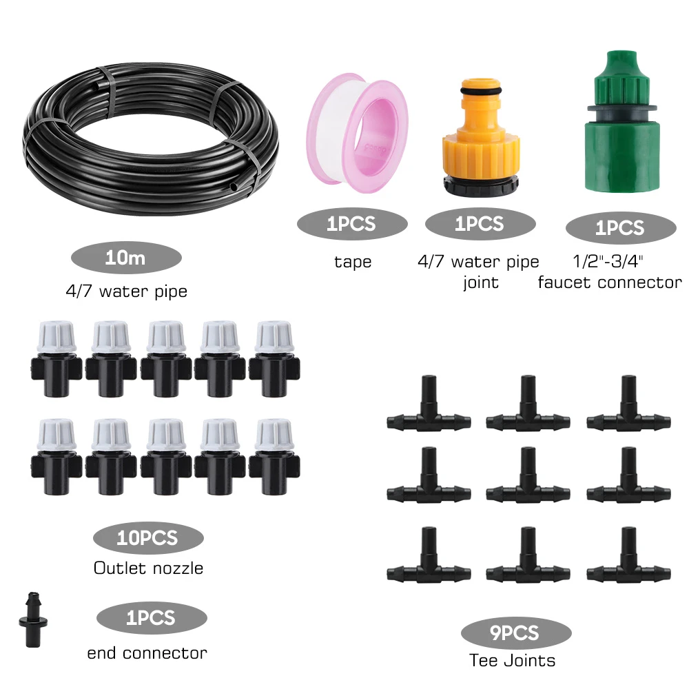 10m Diy Drip Irrigation System Automatic Watering Garden Hose Micro