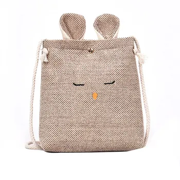 

Fashion Brand Bags For Women 2019 Mini Burlap Cat Ears Women Bag Simple Cute Handbags Shoulder Bag Crossbody Bag