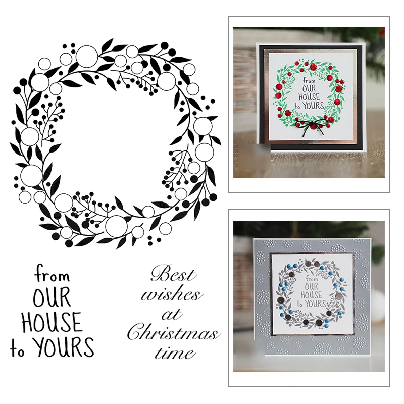 2021 New Christmas Wreath Pattern Clear Stamps For DIY Making Festival Word Greeting Card and Scrapbooking No Metal Cutting Dies | Дом и сад