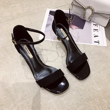 

Women Platform Sandals one-word Women Peep Toe High Wedges Heel Ankle Buckles round Fine High heels Field Female Sandals Shoes