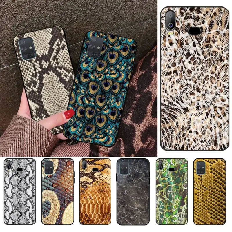 

HPCHCJHM Snake skin texture TPU black Phone Case Cover Hull For Samsung A10 A20 A30 A40 A50 A70 A71 A51 A6 A8 2018