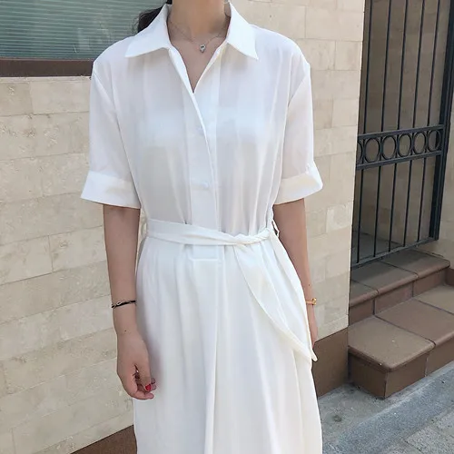 SuperAen рубашка с отворотом платье для женщин короткий рукав хлопок повседневное женское платье Лето Новинка корейский стиль Женская одежда