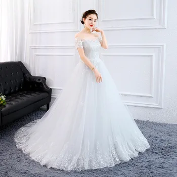 

Gorgeous Lace Ball Gown Wedding Dresses 2019 Sweetheart Off The Shoulder Appliques Lace Up Back Muslim Bride Wedding Gowns