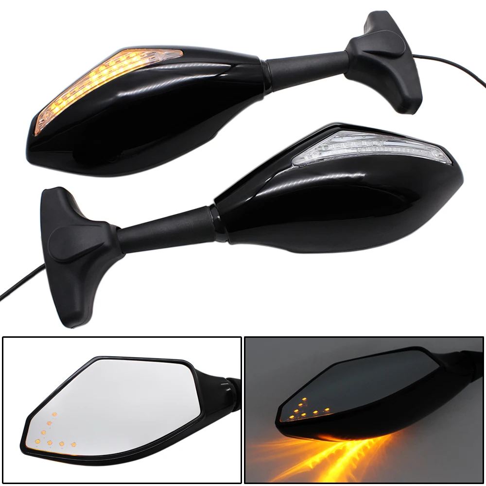 Nordson Motorcycle Rearview Mirrors LED Turn Signals Lights for Honda CBR125R CBR600F CBR900RR Yamaha YZF R1 R6 FZ1 KAWASAKI