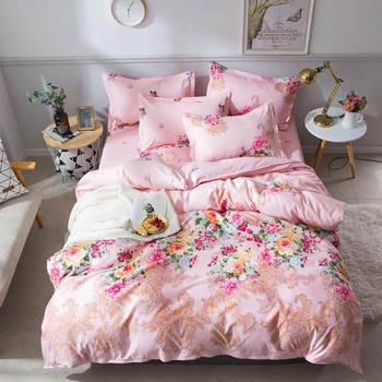 

Thumbedding Luxury Bedding Set National Style Flowers Pink Romantic Duvet Cover For Girl King Queen Full Twin Single Bed Set