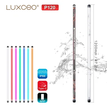 LUXCEO LED 비디오 조명 RGB 튜브, IP68 방수, 앱 제어, 영화 MV 촬영용 스튜디오 조명, P120, 120cm, 18W, 10400mAh, 1350LM