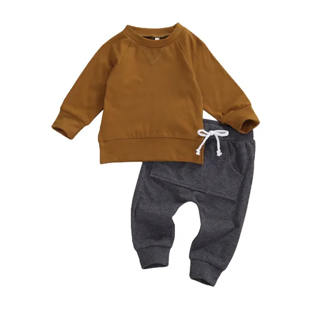 Baby Boys Cotton 2-Piece Set – Long Sleeve Sweatshirt & Jogger Pants For Newborn To 4T