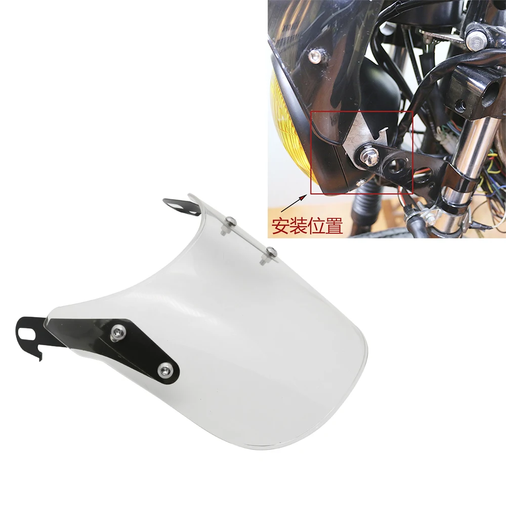 5-7"Retro Motorcycle Round Headlamp Fairing Front Windshield Shield Bracket Part 