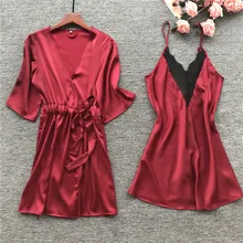 Ночной халат с v-образным вырезом, сексуальный женский комплект из 2 предметов, топ на бретелях, комплекты для сна, повседневные пижамы, домашняя ночная рубашка, халат для сна, банное платье m-xl