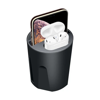

QI Wireless Charger for Apple Airpods 4in1 Car Charger Cup for iphone 8 XRs 5V/2A Fast Charging Charger with Built-in Cooler Fan