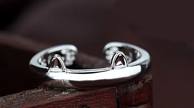 Посеребренное кольцо с кошачьими ушками, дизайн, милые модные ювелирные изделия, кольцо с кошкой для женщин и девушек, подарки, регулируемые подвески, Anel GSZR0064