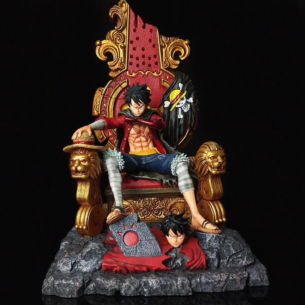 Anime 31cm One Piece Monkey D Luffy Sitting Position Throne Action