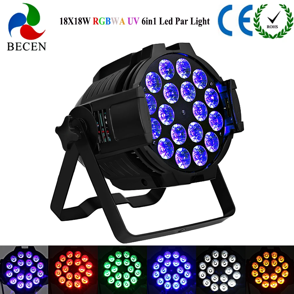 Не взимается 18x18 Вт RGBWA УФ 6in1 Led Par огни 25 градусов свадьбы Рождества 6/9CH