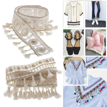 

1 Yard Tassels Sequins Ribbon Band 5cm Wide Lace Sewing Trim for DIY Craft Decor