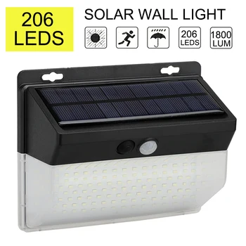 

PIR Motion Sensor 206LED Sunlight control 3 Modes Solar Energy Street light Yard Path Home Garden Solar Power lamp Wall Light