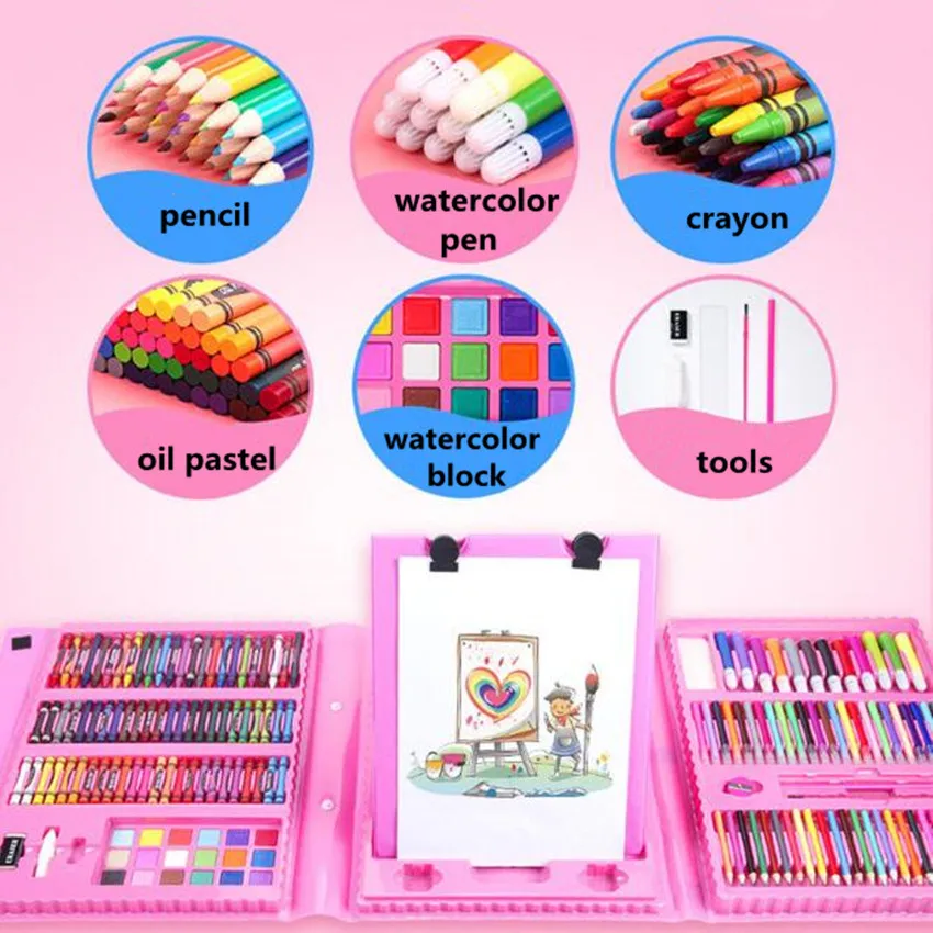 208PCS Kids Children Painting Drawing Tools Set with Colored Pencils Marker  Pens Crayons for Home School Kindergarten Supplies - AliExpress