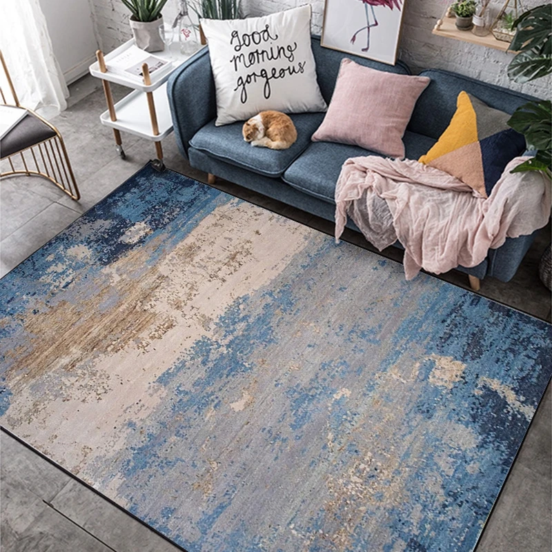 Коврики в скандинавском стиле креативные мягкие большие коврики синего цвета