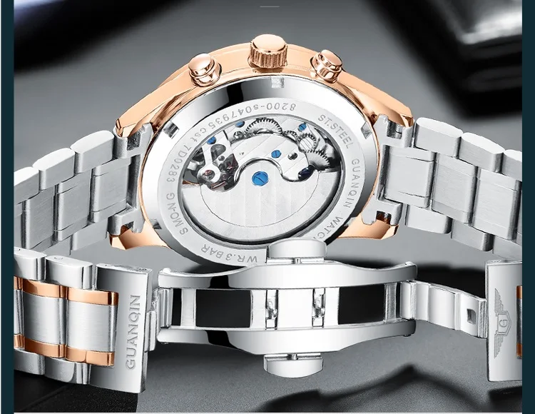 Automatic Watch Man GUANQIN GJ16120 Mens Watches Top Brand Luxury Mechanical Watch Moon Phase 50m Waterproof Tourbillon Date New (4)