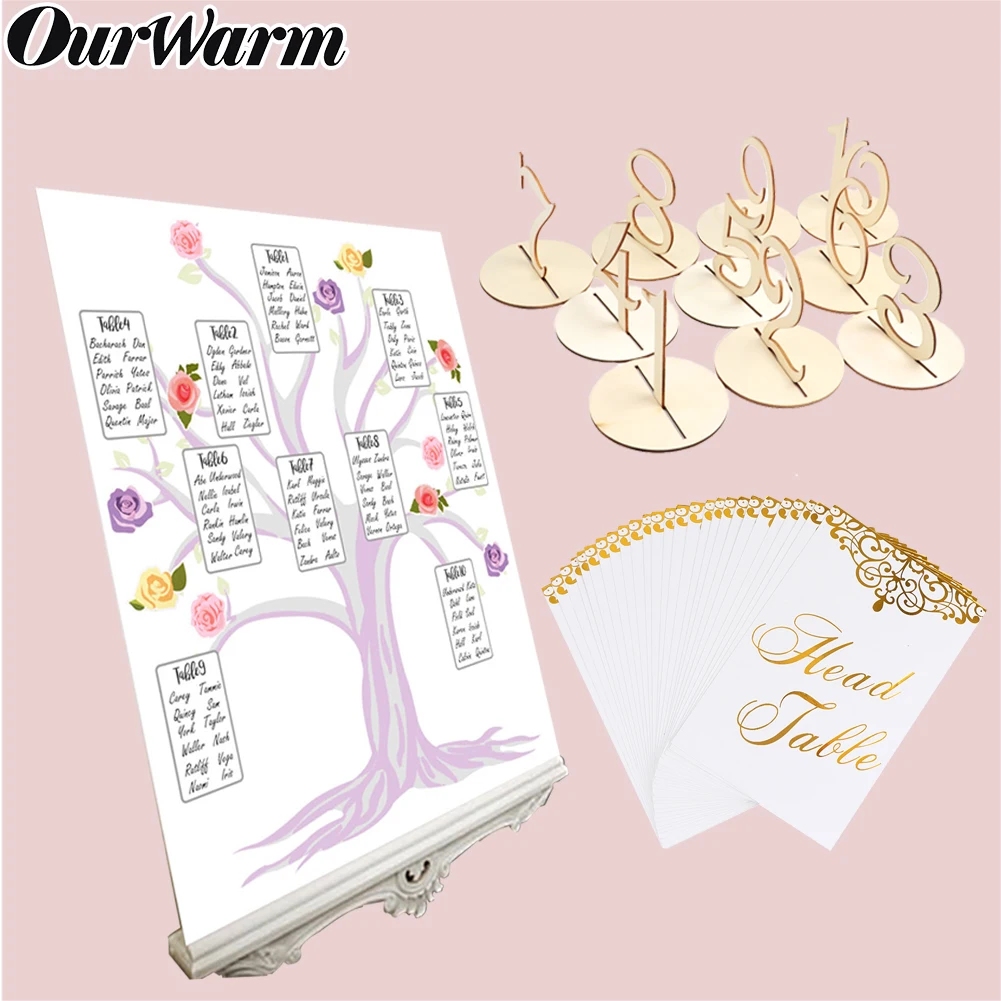

OurWarm Wedding Table Mark Wooden Number for Table Rustic Wedding Decoration Wedding Seating Plan Table Number Holder