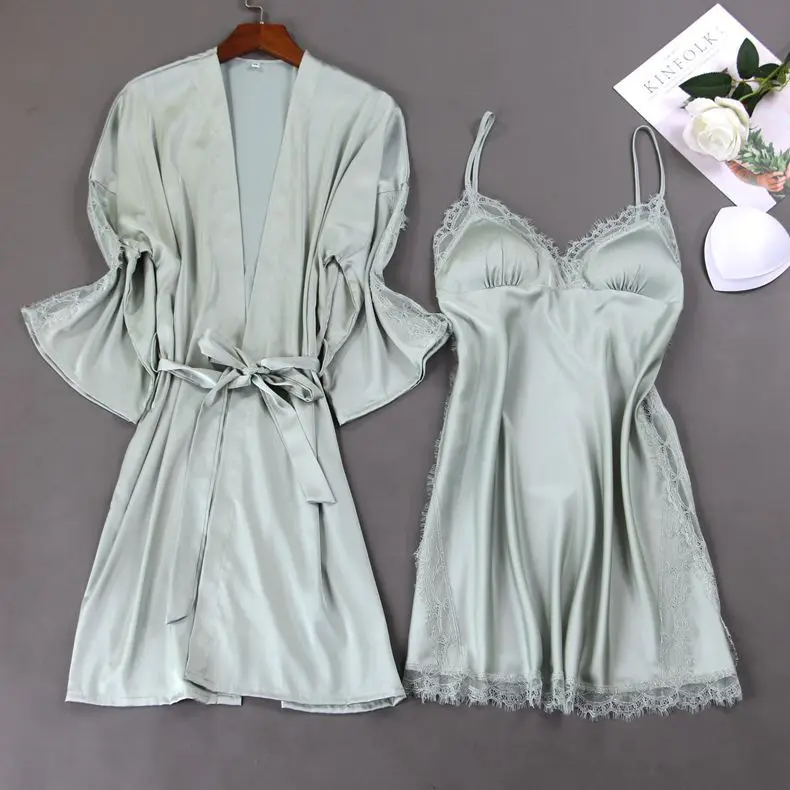 Комплект женский летний из 2 предметов свободная Пижама-кимоно банная рубашка