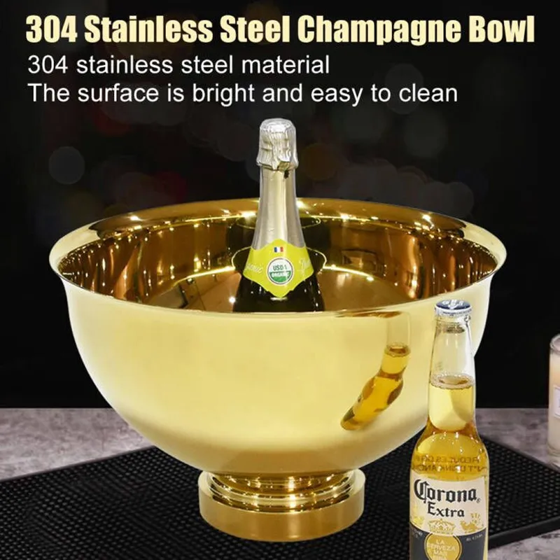 304 Stainless Steel Deer Head Ear Champagne Bowl Beer Bucket Keg Double Wall Food Grade Red Wine Beer Cooler Ice Bucket Bar ice bucket