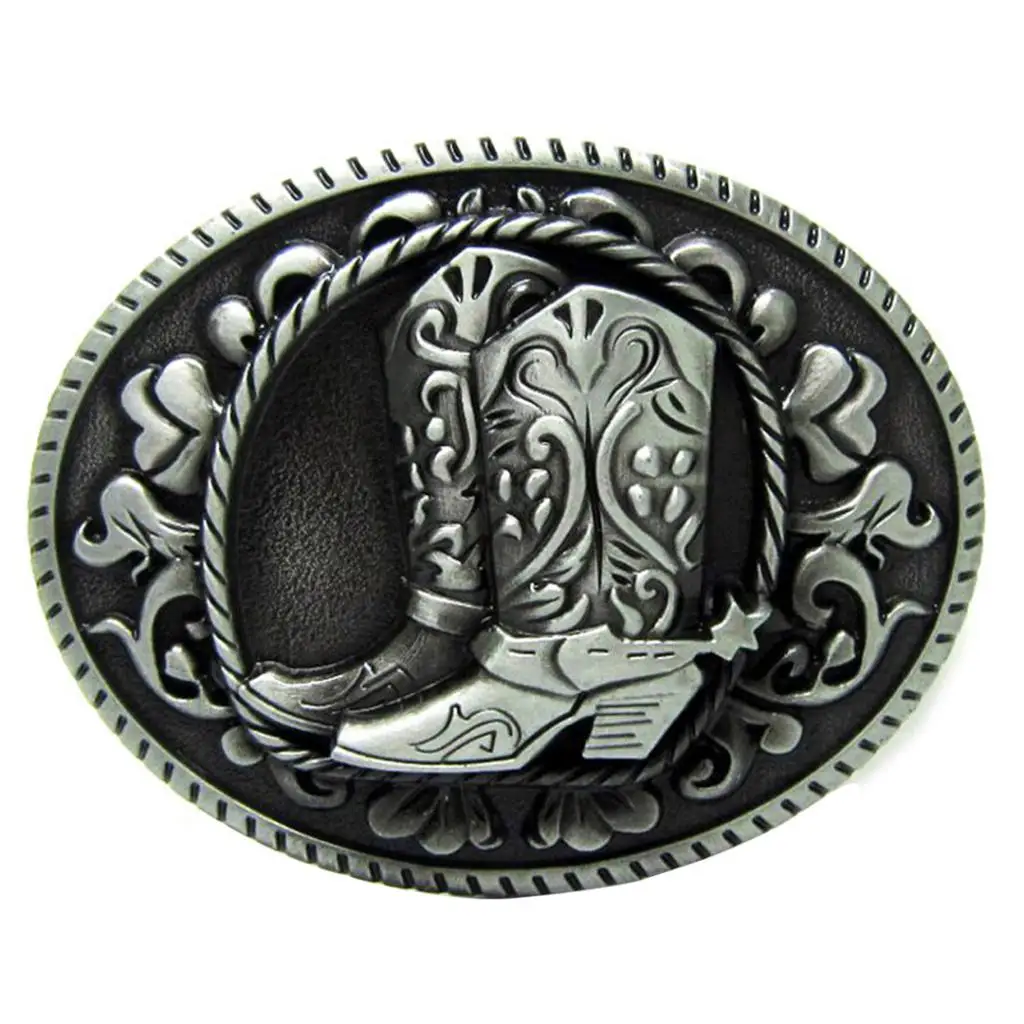 Vintage Western Cowboy Zinc Alloy Horse Riding Boots Belt Buckle Men Women