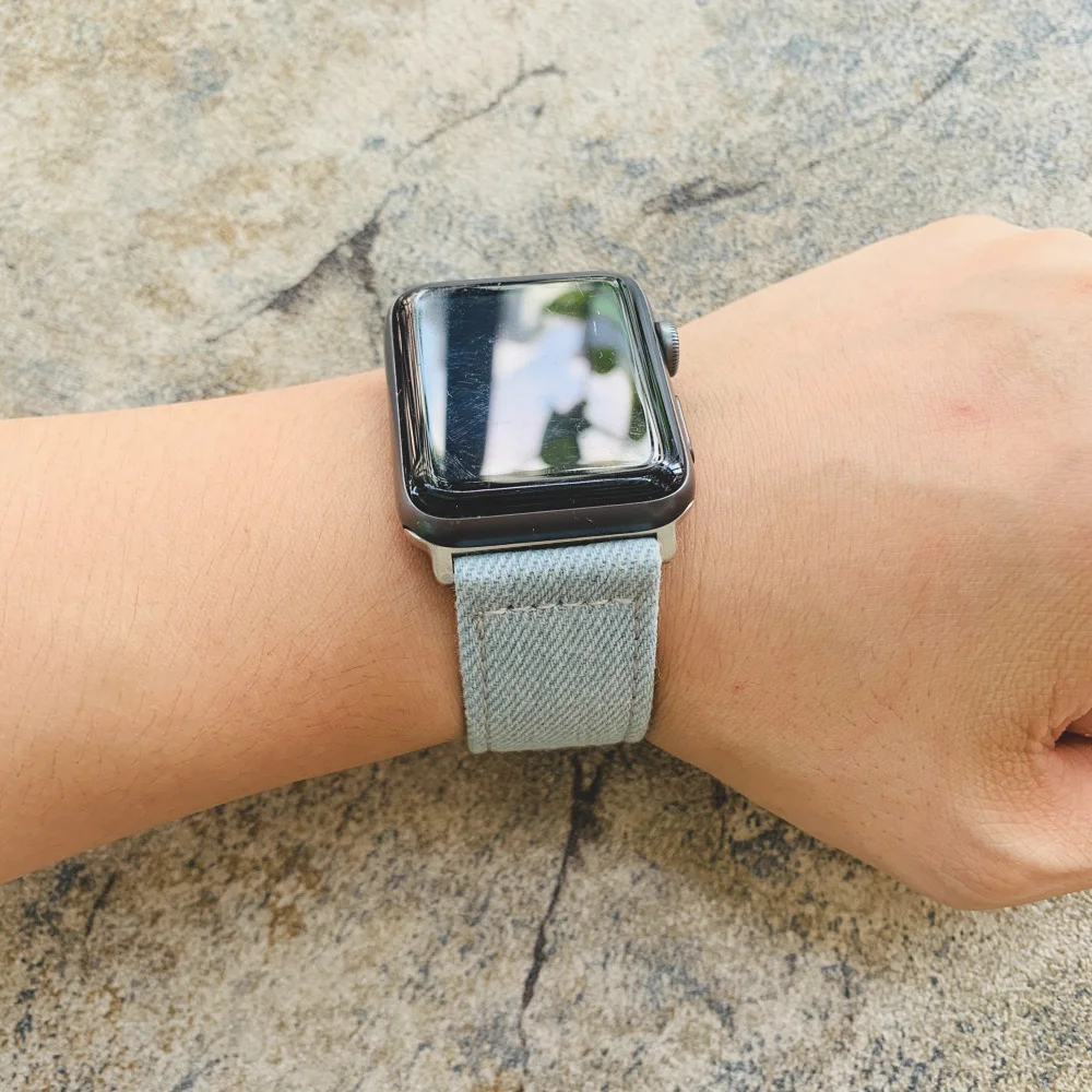 Джинсовый ремешок для часов Apple 38 мм 40 42 44 тканевый кожаный iWatch Series 2 3 4 5|band for apple