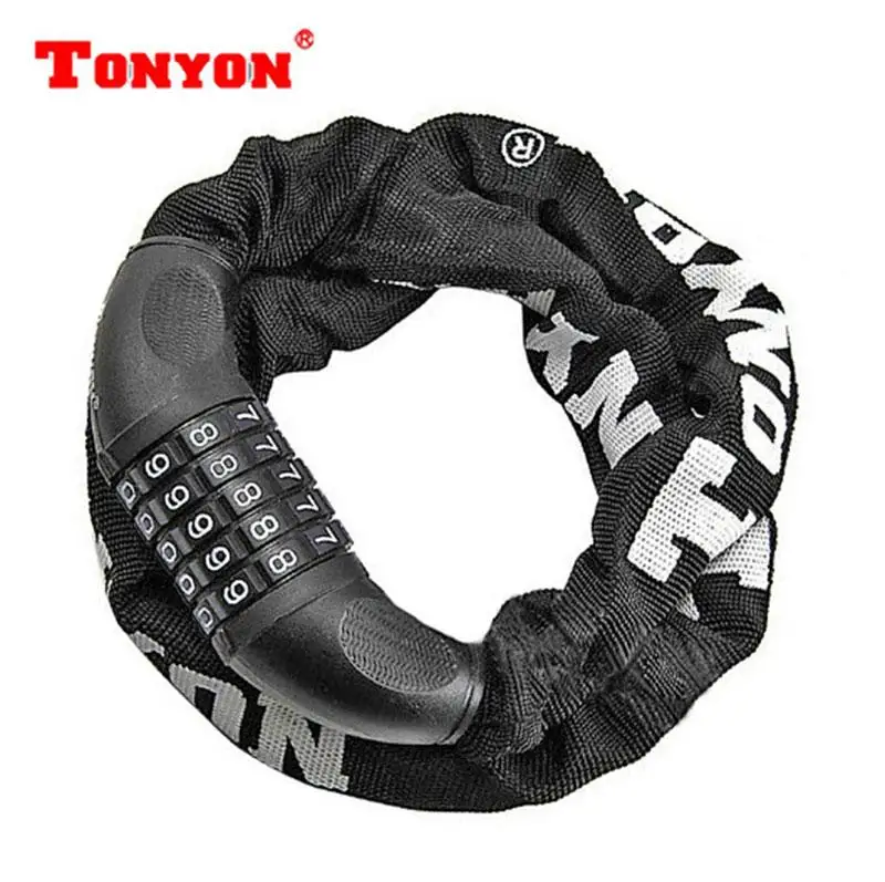 TONYON 5-цифровой пароль велосипедный замок 90 см дрель устойчивы к сбрасыванию пароли замок цепи мотоцикла замок безопасности