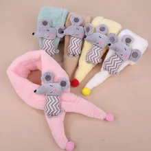 Женский шарф с изображением маленькой мышки, детский шарф, пончо, Детская плюшевая шаль, милый мультяшный шарф с крестом, шарф, Echarpe Hiver Femme# D12