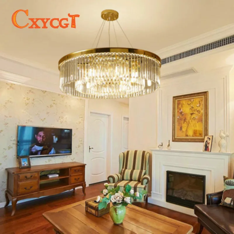 

European Crystal Living Room Round pendant light Creative Personality Hall of The Simple Atmospheric Restaurant