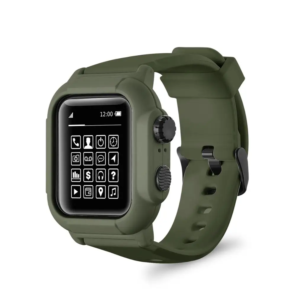 Ремешок водонепроницаемый силиконовый спортивный с чехлом для iwatch Apple Watch Series Bands