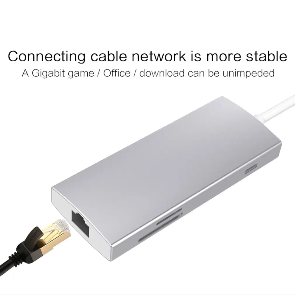 7-в-1 Тип usb-C адаптер Тип с разъемами типа C и конвертер мультимедийного интерфейса высокой четкости надежная цифровая устройство для считывания с tf-карт Многофункциональный USB 3,0 концентратор для MacBook