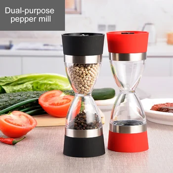 

Manually 2 in 1 Shape Dual Salt Pepper Mill Spice Grinder Pepper for Kitchen Cooking Tools Easy to Clean